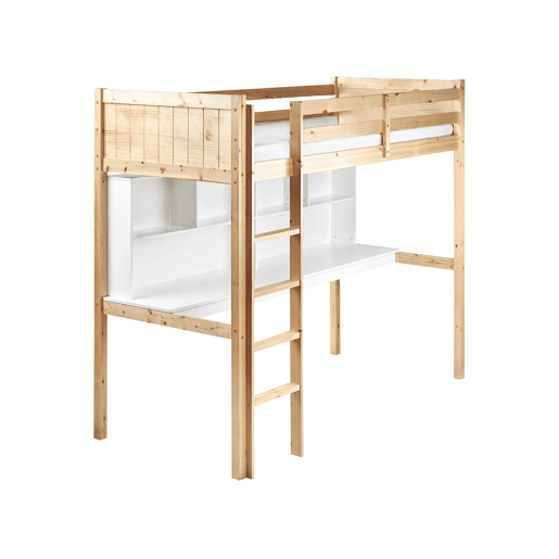Cama alta com secretária Pinho FOUCAMONT 90 x 200 cm Castanho claro
