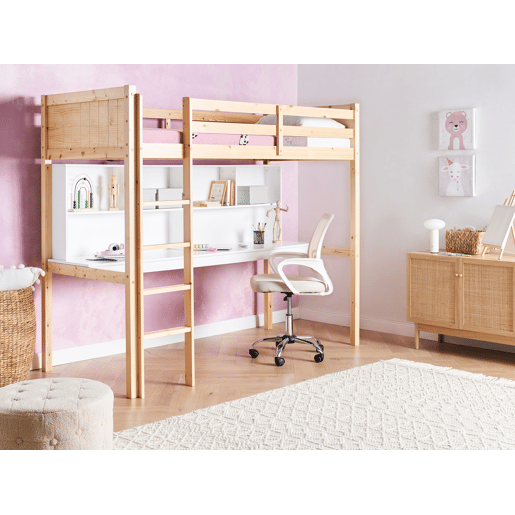 Cama alta com secretária Pinho FOUCAMONT 90 x 200 cm Castanho claro