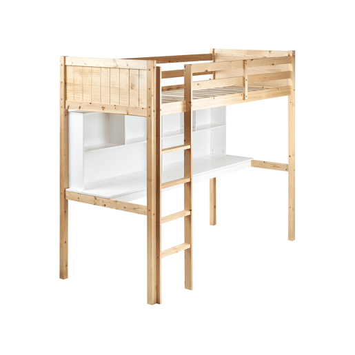 Cama alta com secretária Pinho FOUCAMONT 90 x 200 cm Castanho claro