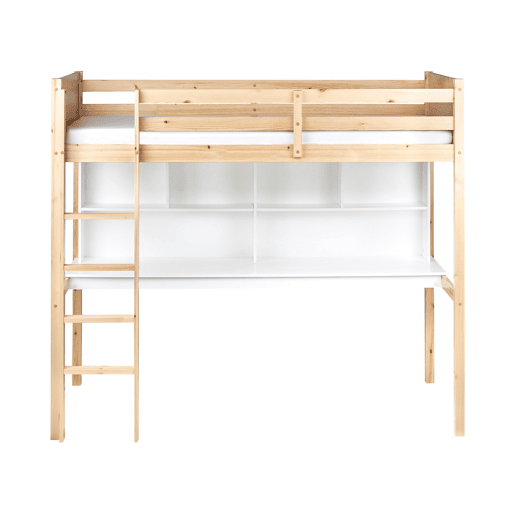 Cama alta com secretária Pinho FOUCAMONT 90 x 200 cm Castanho claro