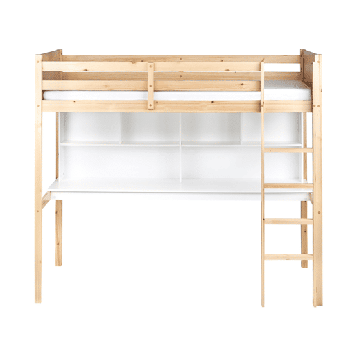 Cama alta com secretária Pinho FOUCAMONT 90 x 200 cm Castanho claro