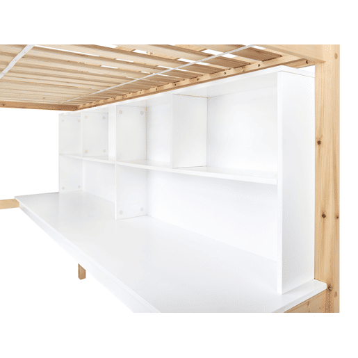 Cama alta com secretária Pinho FOUCAMONT 90 x 200 cm Castanho claro