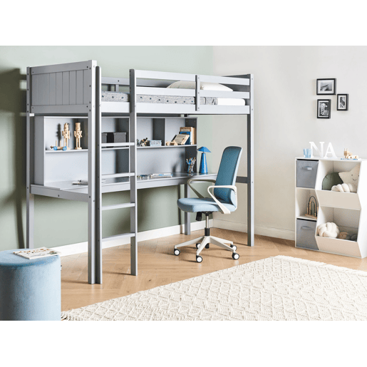 Cama alta com secretária Pinho FOUCAMONT 90 x 200 cm Cinzento