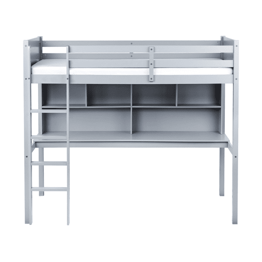 Cama alta com secretária Pinho FOUCAMONT 90 x 200 cm Cinzento