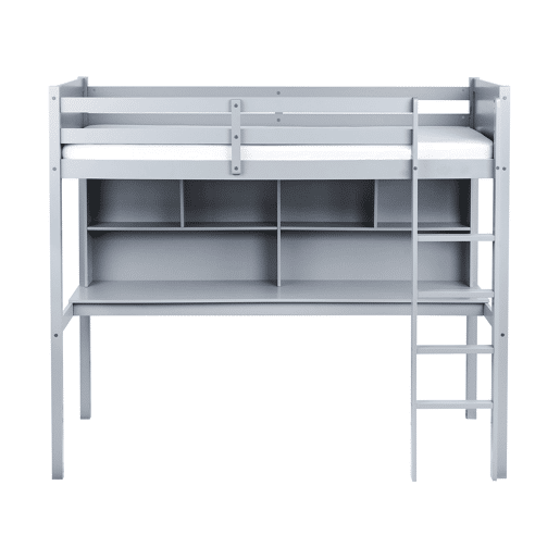 Cama alta com secretária Pinho FOUCAMONT 90 x 200 cm Cinzento