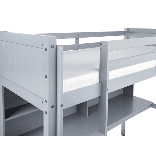 Cama alta com secretária Pinho FOUCAMONT 90 x 200 cm Cinzento
