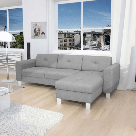 Sofá moderno Axel Malmo Chaise Longe cor cinza claro 260 cm