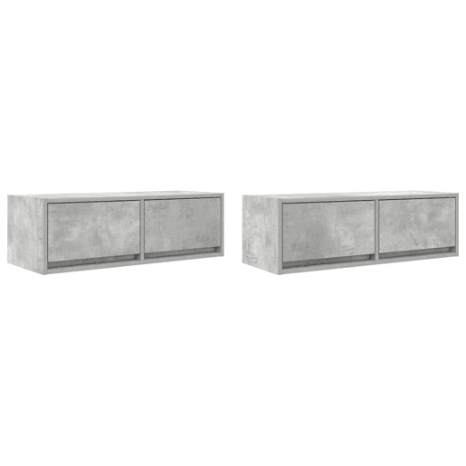 móveis de TV - Armários TV 2pcs 80x31x25,5cm madeira processada cinza cimento