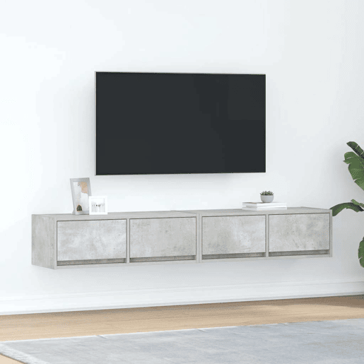 móveis de TV - Armários TV 2pcs 80x31x25,5cm madeira processada cinza cimento