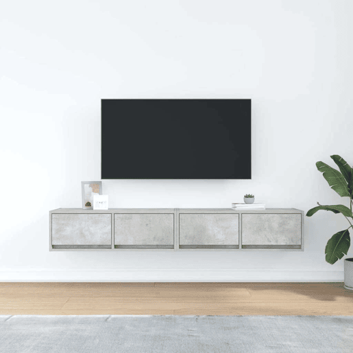 móveis de TV - Armários TV 2pcs 80x31x25,5cm madeira processada cinza cimento