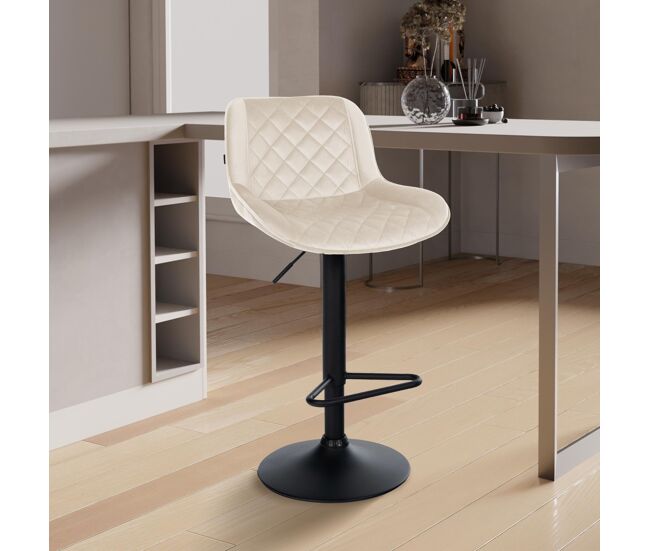 Taburete de bar kasson terciopelo crema 52x50x84 cm
