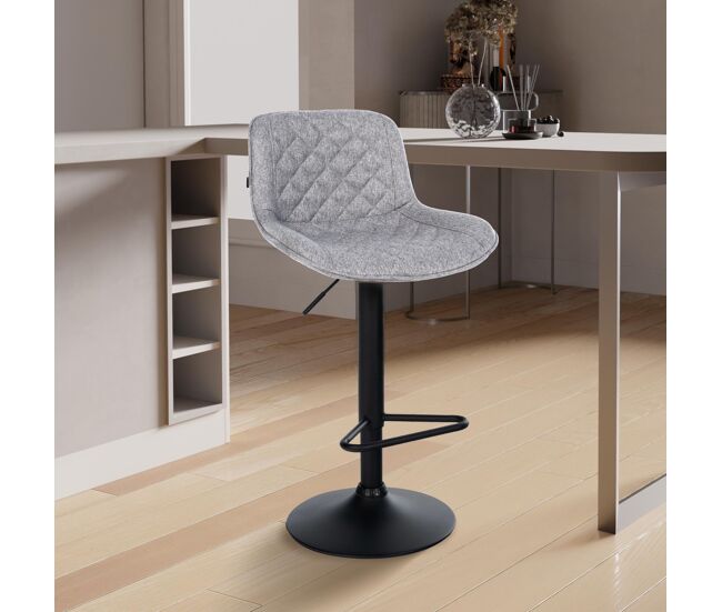 Taburete de bar kasson tela gris 52x50x84 cm