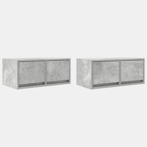móveis de TV - Armários TV 2pcs 60x31x25,5cm madeira processada cinza cimento