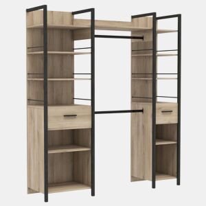 Quarto de vestir Urano Carvalho Kronberg e Preto 180x45x208cm Quarto industrial
