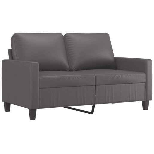 Sofá de 2 lugares - Sofá fixo 120 cm couro artificial cinza Sofá de 2 lugares - Sofá fixo 120 cm couro artificial cinza