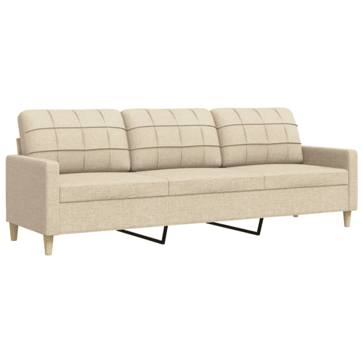 Sofá de 3 lugares - Sofá fixo tecido 210 cm cor creme