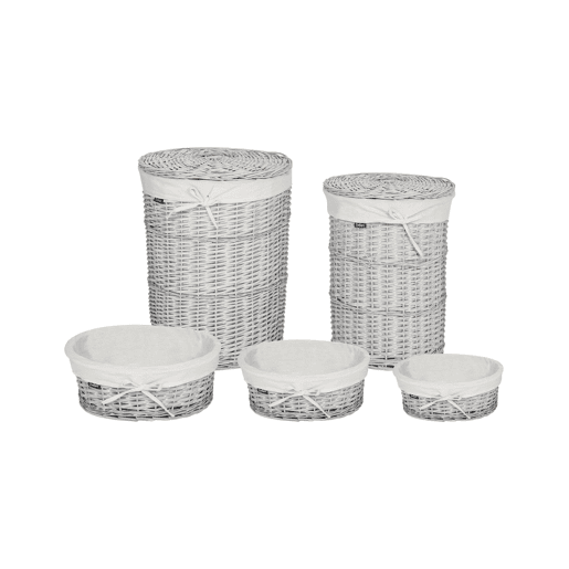 Conjunto de 5 cestos VAKARI Madeira de salgueiro Branco