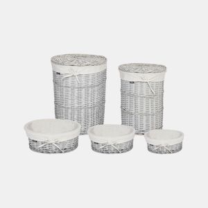 Conjunto de 5 cestos VAKARI Madeira de salgueiro Branco