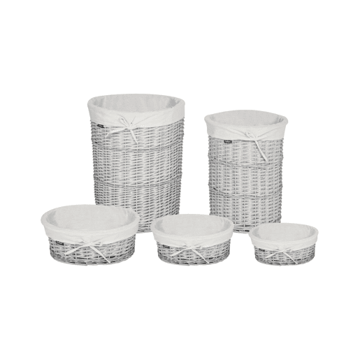 Conjunto de 5 cestos VAKARI Madeira de salgueiro Branco