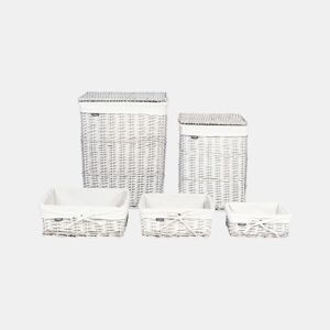 Conjunto de 5 cestos ELLA Madeira de salgueiro Cinzento