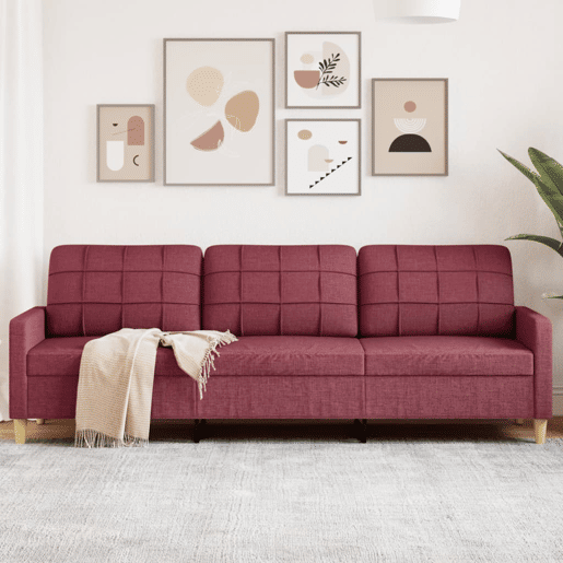 Sofá de 3 lugares - Sofá fixo tecido 210 cm vermelho tinto