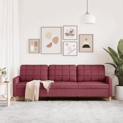 Sofá de 3 lugares - Sofá fixo tecido 210 cm vermelho tinto