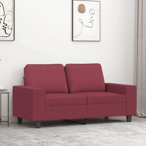 Sofá de 2 lugares - Sofá fixo tecido 120 cm vermelho tinto Sofá de 2 lugares - Sofá fixo tecido 120 cm vermelho tinto