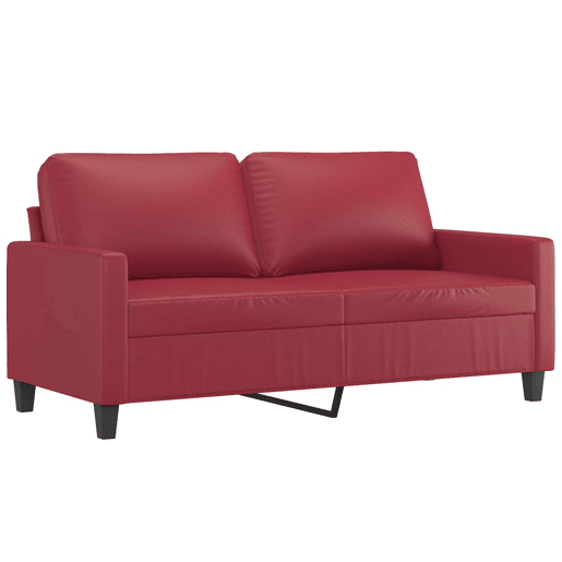 Sofá de 2 lugares - Sofá fixo 140 cm couro artificial vermelho tinto Sofá de 2 lugares - Sofá fixo 140 cm couro artificial vermelho tinto