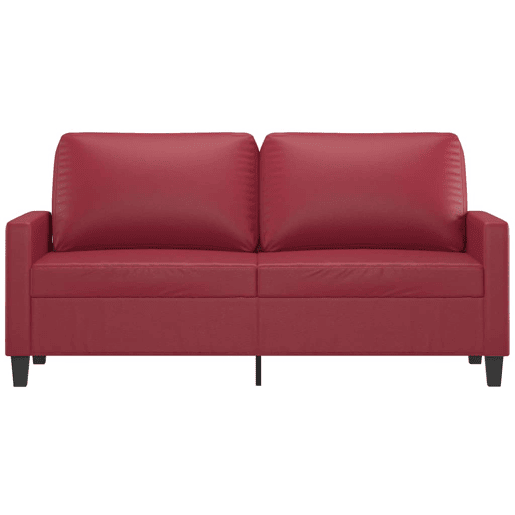 Sofá de 2 lugares - Sofá fixo 140 cm couro artificial vermelho tinto Sofá de 2 lugares - Sofá fixo 140 cm couro artificial vermelho tinto