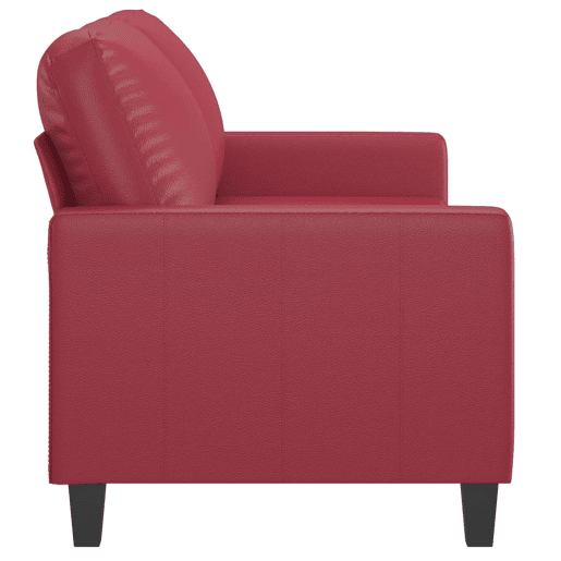 Sofá de 2 lugares - Sofá fixo 140 cm couro artificial vermelho tinto Sofá de 2 lugares - Sofá fixo 140 cm couro artificial vermelho tinto
