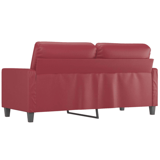 Sofá de 2 lugares - Sofá fixo 140 cm couro artificial vermelho tinto Sofá de 2 lugares - Sofá fixo 140 cm couro artificial vermelho tinto