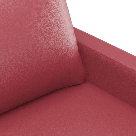 Sofá de 2 lugares - Sofá fixo 140 cm couro artificial vermelho tinto Sofá de 2 lugares - Sofá fixo 140 cm couro artificial vermelho tinto