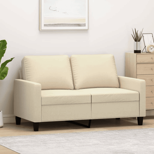 Sofá de 2 lugares - Sofá fixo tecido 120 cm cor creme Sofá de 2 lugares - Sofá fixo tecido 120 cm cor creme