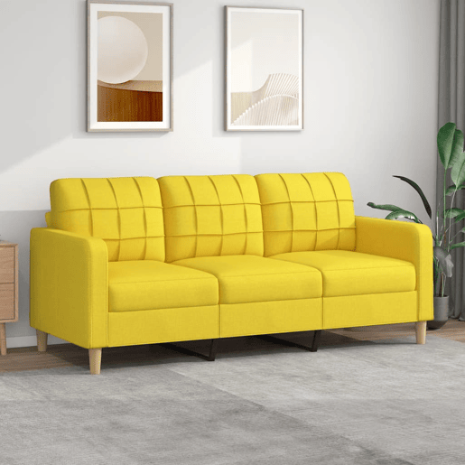 Sofá de 3 lugares - Sofá fixo 180 cm tecido amarelo-claro