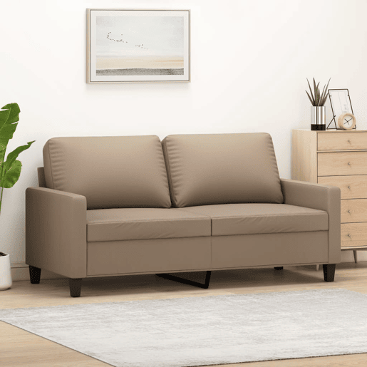 Sofá de 2 lugares - Sofá fixo 140 cm couro artificial cor cappuccino Sofá de 2 lugares - Sofá fixo 140 cm couro artificial cor cappuccino