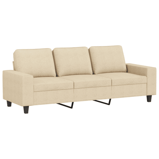 Sofá de 3 lugares - Sofá fixo tecido 180 cm cor creme Sofá de 3 lugares - Sofá fixo tecido 180 cm cor creme
