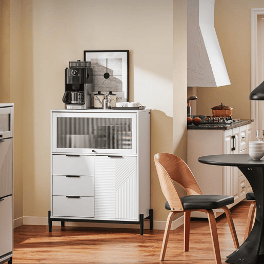 Aparador multifuncional para corredor, sala de estar e cozinha com 3 gavetas e 2 portas, L86xP40xH108 cm FSB94-W SoBuy PT