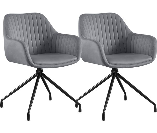 Set de 2 sillas de comedor welby terciopelo gris oscuro 58x58x81 cm