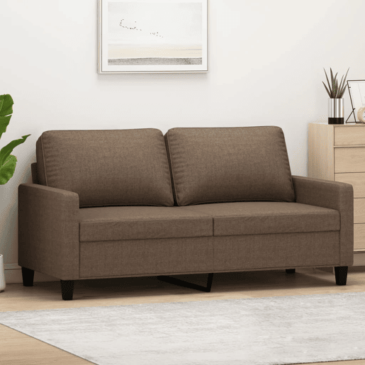 Sofá de 2 lugares - Sofá fixo tecido 140 cm castanho