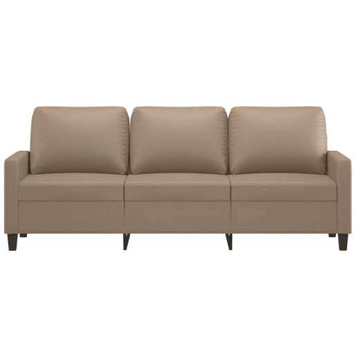 Sofá de 3 lugares - Sofá fixo 180 cm couro artificial cor cappuccino Sofá de 3 lugares - Sofá fixo 180 cm couro artificial cor cappuccino