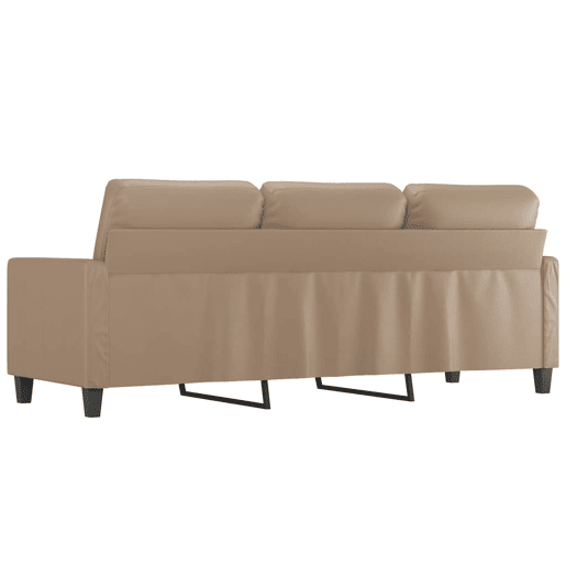 Sofá de 3 lugares - Sofá fixo 180 cm couro artificial cor cappuccino Sofá de 3 lugares - Sofá fixo 180 cm couro artificial cor cappuccino