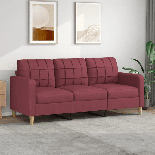 Sofá de 3 lugares - Sofá fixo tecido 180 cm vermelho tinto