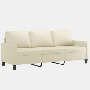 Sofá de 3 lugares - Sofá fixo 180 cm couro artificial cor creme