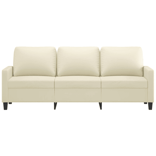Sofá de 3 lugares - Sofá fixo 180 cm couro artificial cor creme