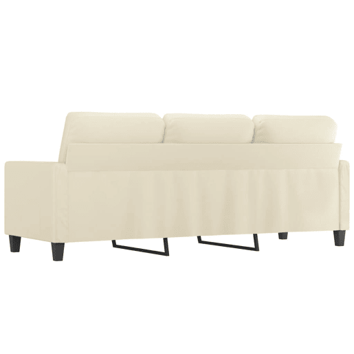 Sofá de 3 lugares - Sofá fixo 180 cm couro artificial cor creme