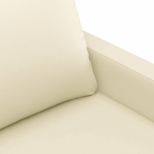 Sofá de 3 lugares - Sofá fixo 180 cm couro artificial cor creme