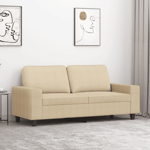 Sofá de 2 lugares - Sofá fixo tecido 140 cm cor creme Sofá de 2 lugares - Sofá fixo tecido 140 cm cor creme