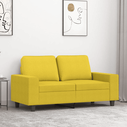 Sofá de 2 lugares - Sofá fixo 120 cm tecido amarelo-claro Sofá de 2 lugares - Sofá fixo 120 cm tecido amarelo-claro