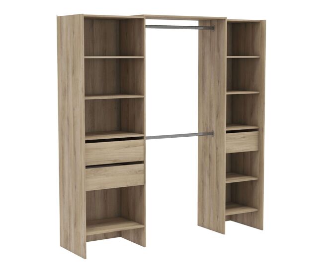 Vestidor miami 2 columnas color roble kronberg habitación dormitorio matrimonio industrial 205x154-191x50cm