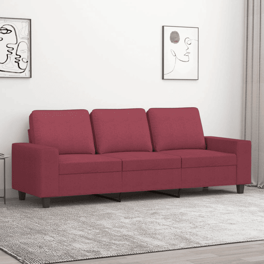 Sofá de 3 lugares - Sofá fixo tecido 180 cm vermelho tinto